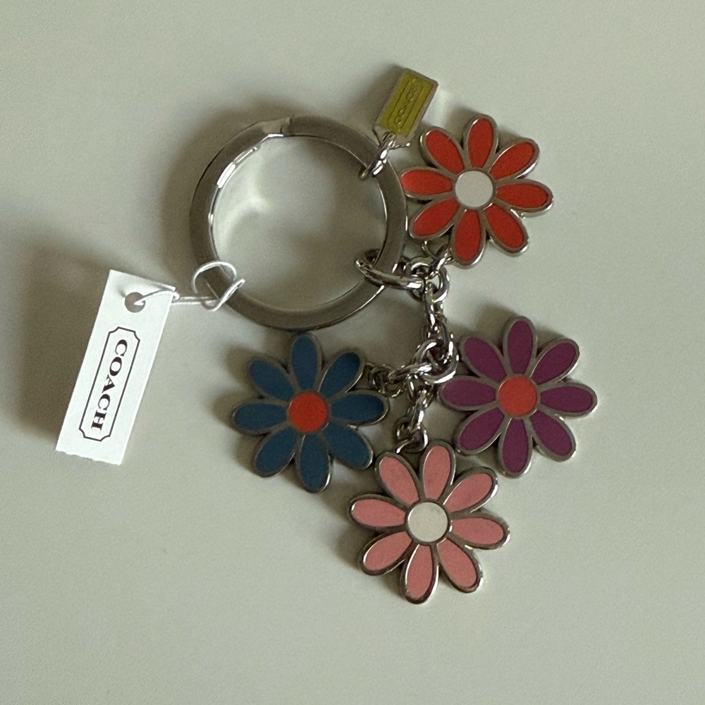 Coach Floral Key Holder with Colorful Charms